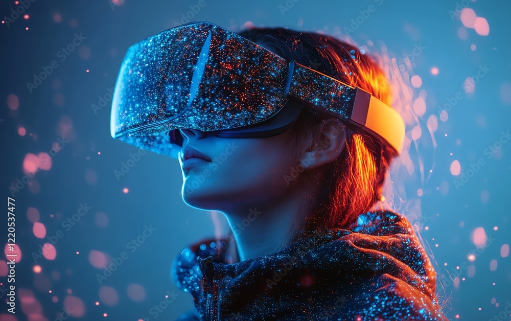 Aufkleber metaverse and global network concept, virtual reality connectivity, augmented reality integration, d