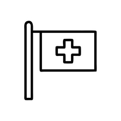Fototapeta premium Healthcare flag icon with cross in outline style