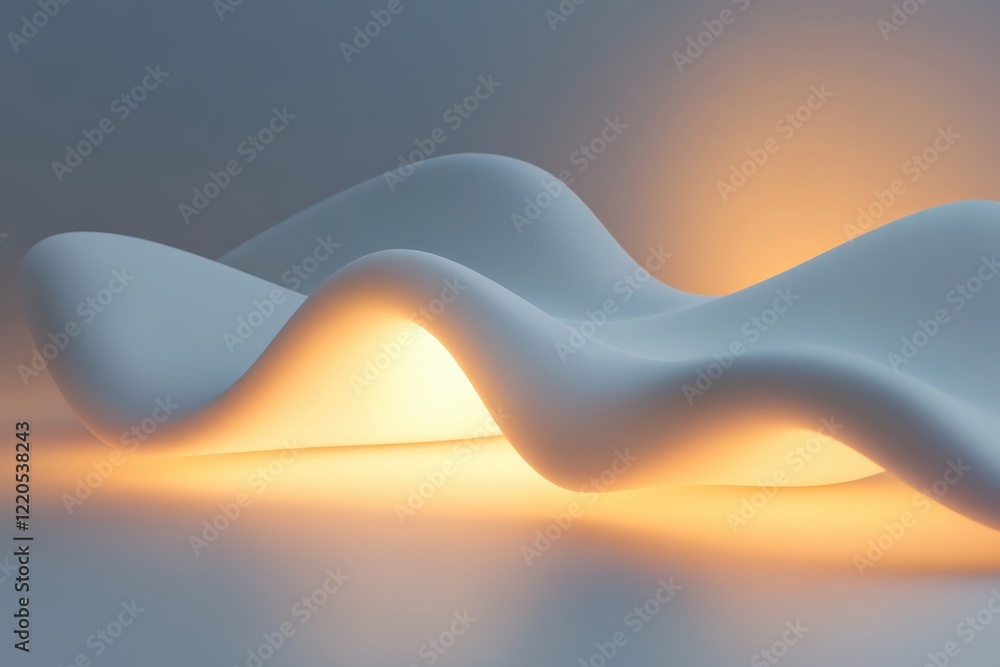 Poster soft curves illuminate a modern design in a tranquil setting with ambient lighting effects
