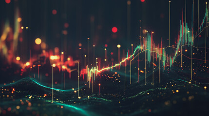 Fototapeta premium Abstract dark blue background with Colorful charts and graphs with statistics to innovative analyze business potential and forecast future development of companies growth.