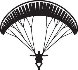 Silhouette vector of a paraglider in flight, ideal for adventure, extreme sports, and outdoor activity designs. Downloadable EPS file, fully scalable.