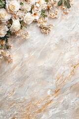 Floral Arrangement Featuring White and Peach Roses Against a Soft Textured Background, Perfect for Event Decoration or Artistic Inspiration