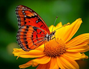 Obraz premium Natural Elegance of Butterfly and Blossom