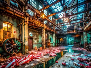 Naklejka premium Abandoned Peppermint Factory Interior - Urban Exploration Photography