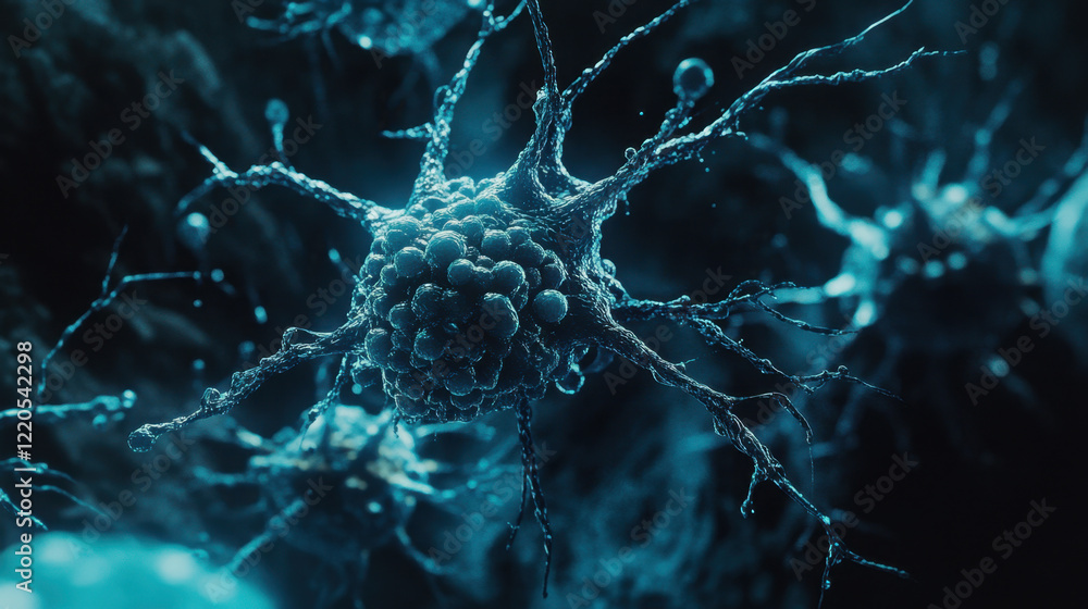 Poster this depiction illustrates the complex architecture of a neuron, revealing its extensions and connec