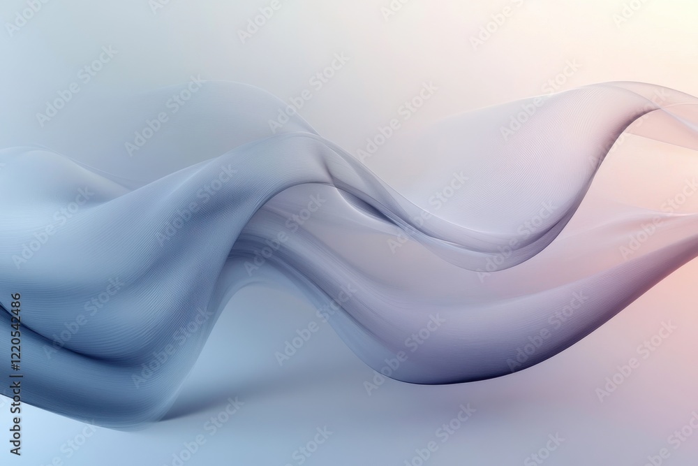 Poster soft flowing waves of translucent fabric create a serene abstract composition in gentle hues