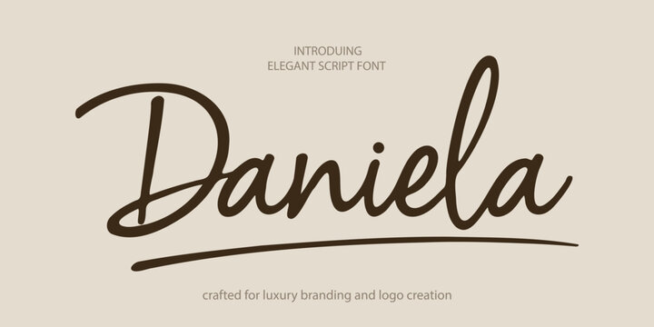 Elegant serif font "Daniela" crafted for luxury branding and logo creation. This modern typeface blends classic minimalism with luxury typography, featuring stylish letters