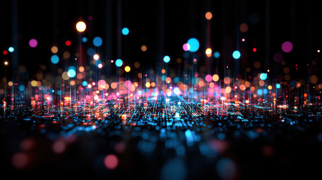 Vibrant glowing lights create mesmerizing abstract background with depth