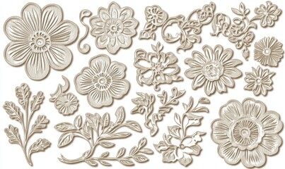 Vintage Floral Scrapbook Embellishments Set, Intricate Decorative Cut-Outs, Antique Flower Patterns for Crafting, DIY Projects, Art Journaling, Elegant Classic Design Elements, Generative AI
