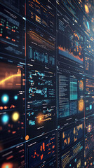 Fototapeta premium AI-integrated visualization system for data analysis, converting raw numerical data into visual stories that highlight key insights and trends.