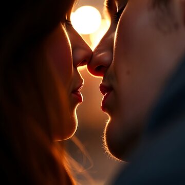 silhouette of a kissing couple