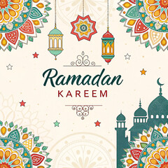 Fototapeta premium Islamic greetings ramadan kareem card celebration background