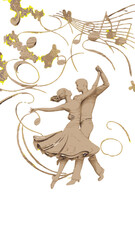 Create a man and women dance vector art color with white background.