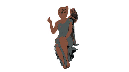 Create a women and animal vector art silhouette white background.