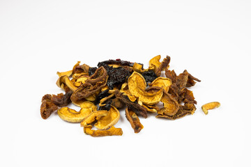 Dried fruit isolated on white background.
