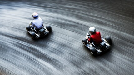 Kart Drivers Navigating Sharp Turn with Panning Effect