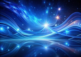Obraz premium Abstract Blue Night Sky Swirl: Smooth Lines & Celestial Glow - Stock Photo