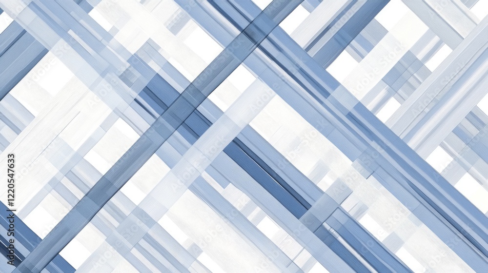 Poster abstract geometric pattern with intersecting lines in shades of blue and white.