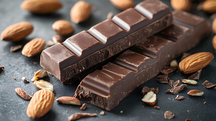 Almond and dark chocolate protein bars with a smooth texture and a satisfying crunch.