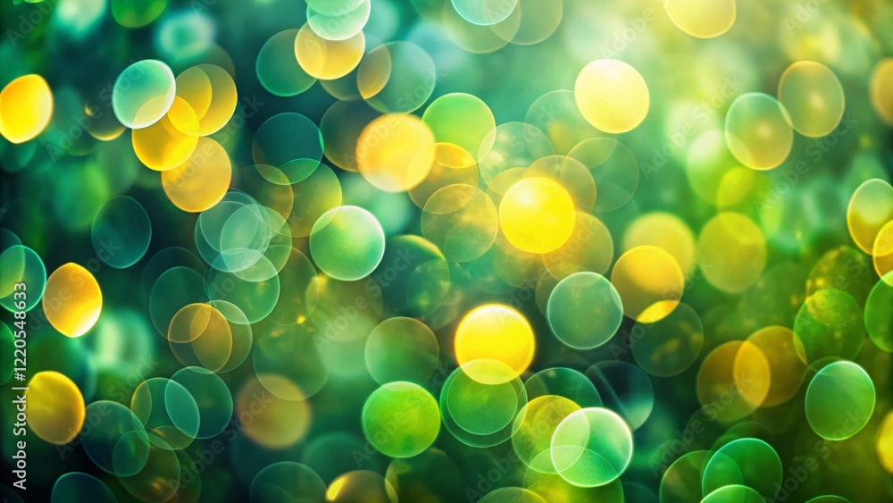 Poster abstract bokeh background: overlapping green and yellow circles