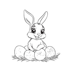 Easter Bunny in a Nest of Eggs