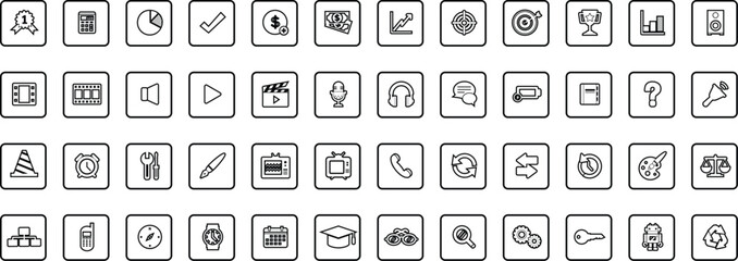 Workshop and Office related outline icon collection. Editable line icon set