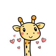 Cute Giraffe with Hearts