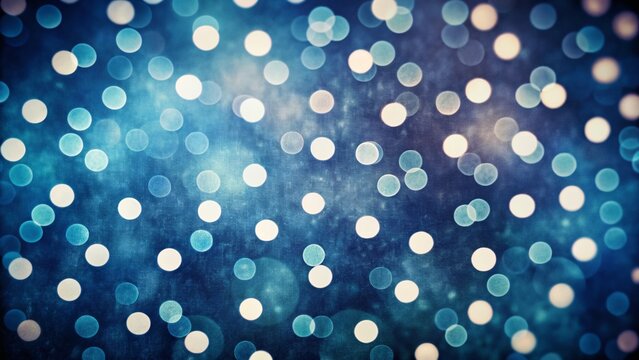 Abstract Dark Blue Textured Background with White Polka Dot Bokeh Effect - Stock Photo
