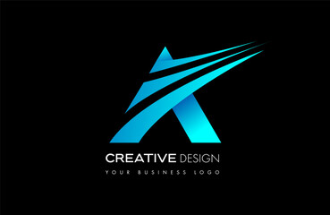 A letter logo design with creative curved lines shapes Vector