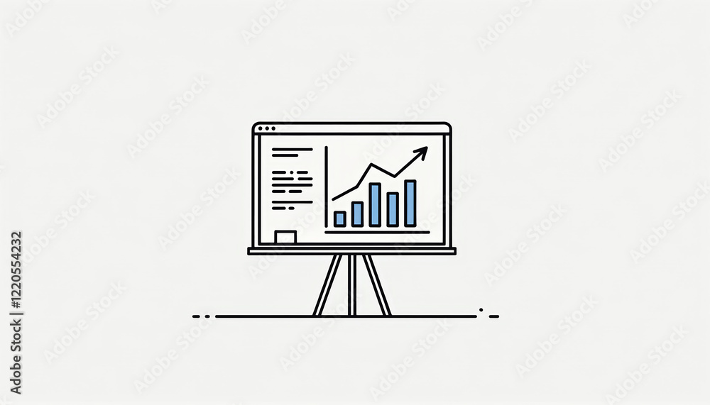 Poster minimalist tech depiction of a digital whiteboard with floating graphs against a neutral background