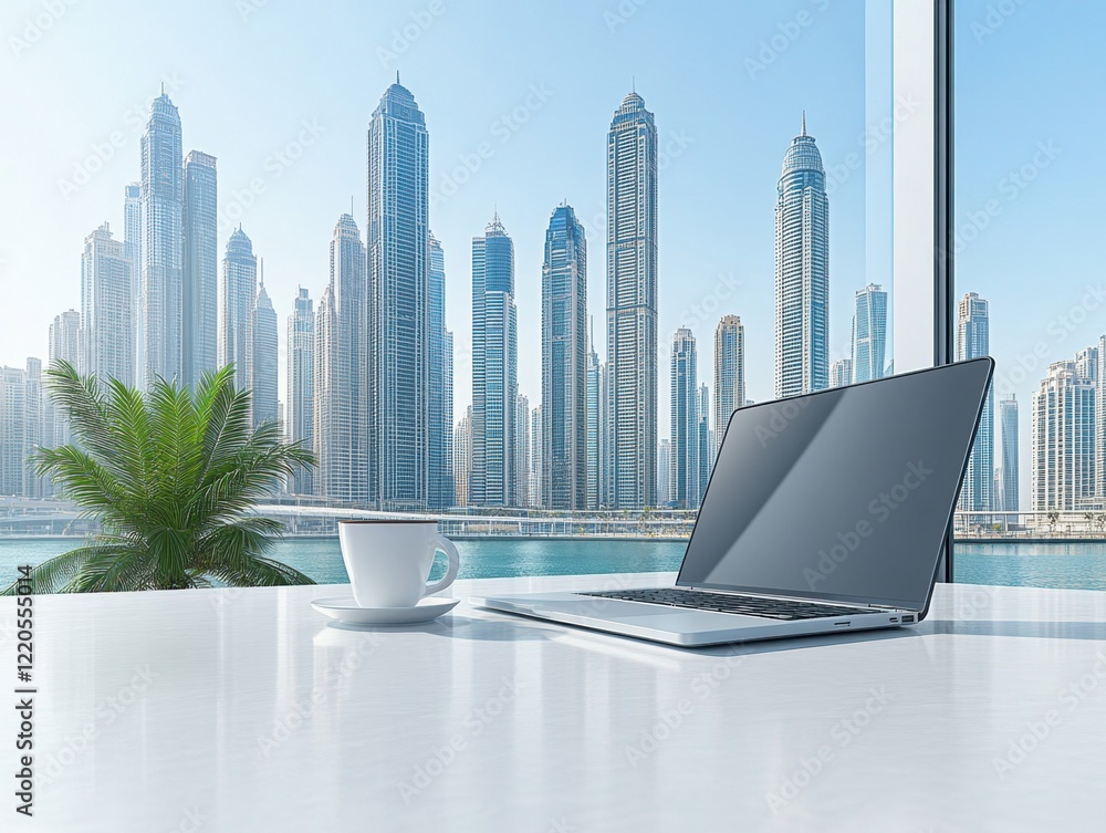 Poster office with a city view