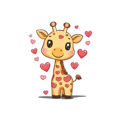 Cute Giraffe with Hearts