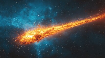 Obraz premium Fiery Comet Blazing Across Deep Space Nebula