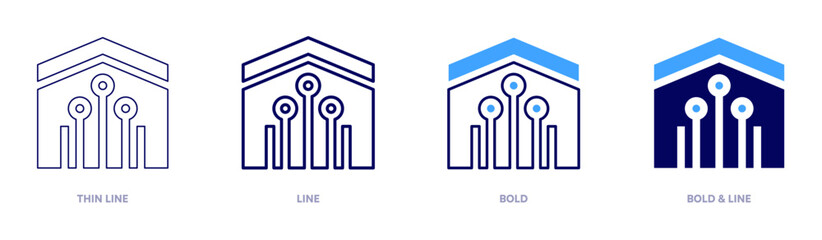 Domotic energy icon in 4 different styles. Thin Line, Line, Bold, and Bold Line. Duotone style. Editable stroke