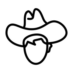 Cowboy Vector Line Icon Design