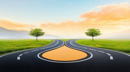 A road splitting into multiple paths, symbolizing career choices and decision-making