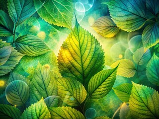 Fototapeta premium Abstract Green Leaf Double Exposure Wallpaper - Contemporary Generative AI Art
