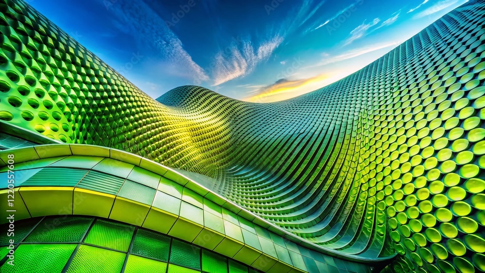 Poster abstract green wave gradient texture: tech background stock photo