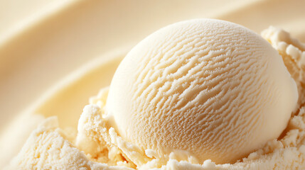 Close-Up of Creamy Vanilla Ice Cream Scoop