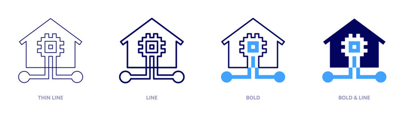 Obraz premium Domotic services icon in 4 different styles. Thin Line, Line, Bold, and Bold Line. Duotone style. Editable stroke