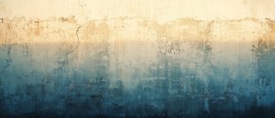 Obraz premium Faded paint and weathered textures meet in a gradient of blues on a wall, evoking echoes of time and artistic decay.