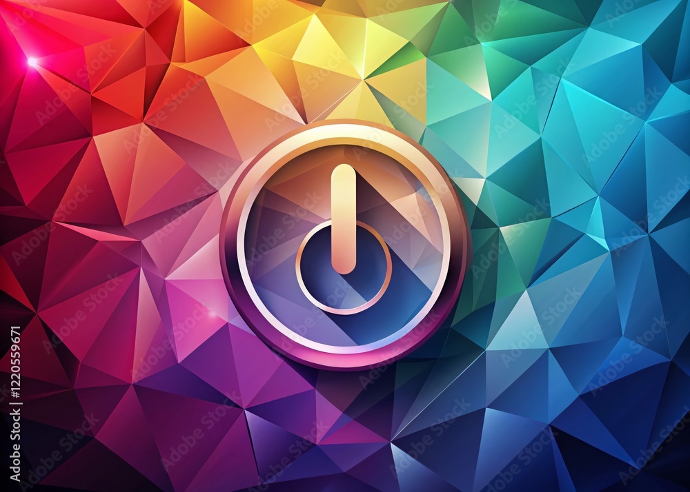 Aufkleber abstract low poly power button: right-aligned design with copy space