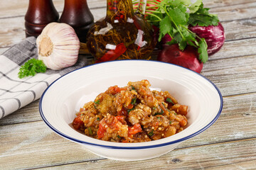 Grilled vegetables salad - Eggplant, tomato and pepper