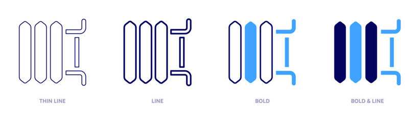 Radiator icon in 4 different styles. Thin Line, Line, Bold, and Bold Line. Duotone style. Editable stroke