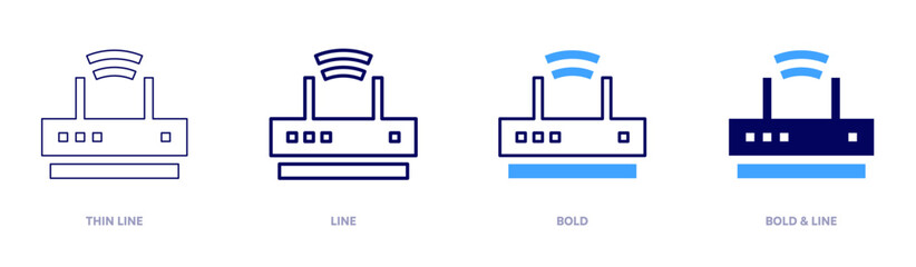 Obraz premium Wifi automation icon in 4 different styles. Thin Line, Line, Bold, and Bold Line. Duotone style. Editable stroke
