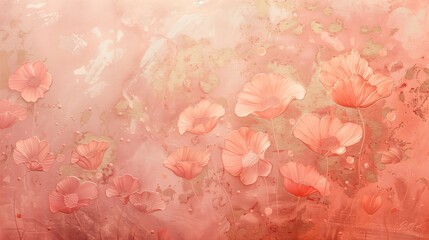 Romantic abstract floral background with delicate pink flowers on a soft pastel texture, evoking warmth, elegance, and tranquility for creative and decorative projects.
