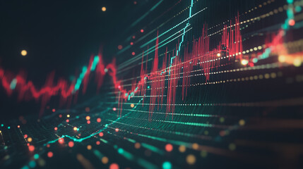 Fototapeta premium Abstract dark blue background with Colorful charts and graphs with statistics to innovative analyze business potential and forecast future development of companies growth.