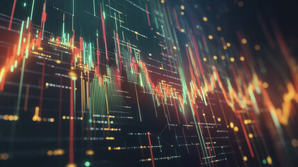 Obraz premium Abstract dark blue background with Colorful charts and graphs with statistics to innovative analyze business potential and forecast future development of companies growth.