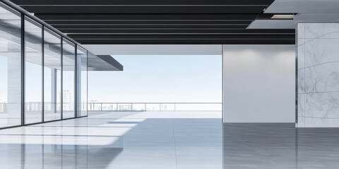 Fototapeta premium Spacious modern interior design with sleek finishes in a contemporary building