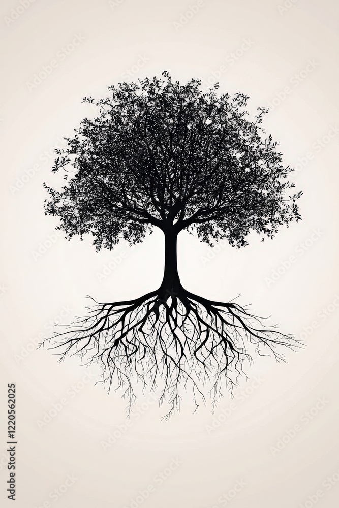 Poster a symbolic tree with roots labeled fairness and unity.